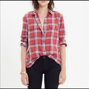 Madewell classic red plaid button down